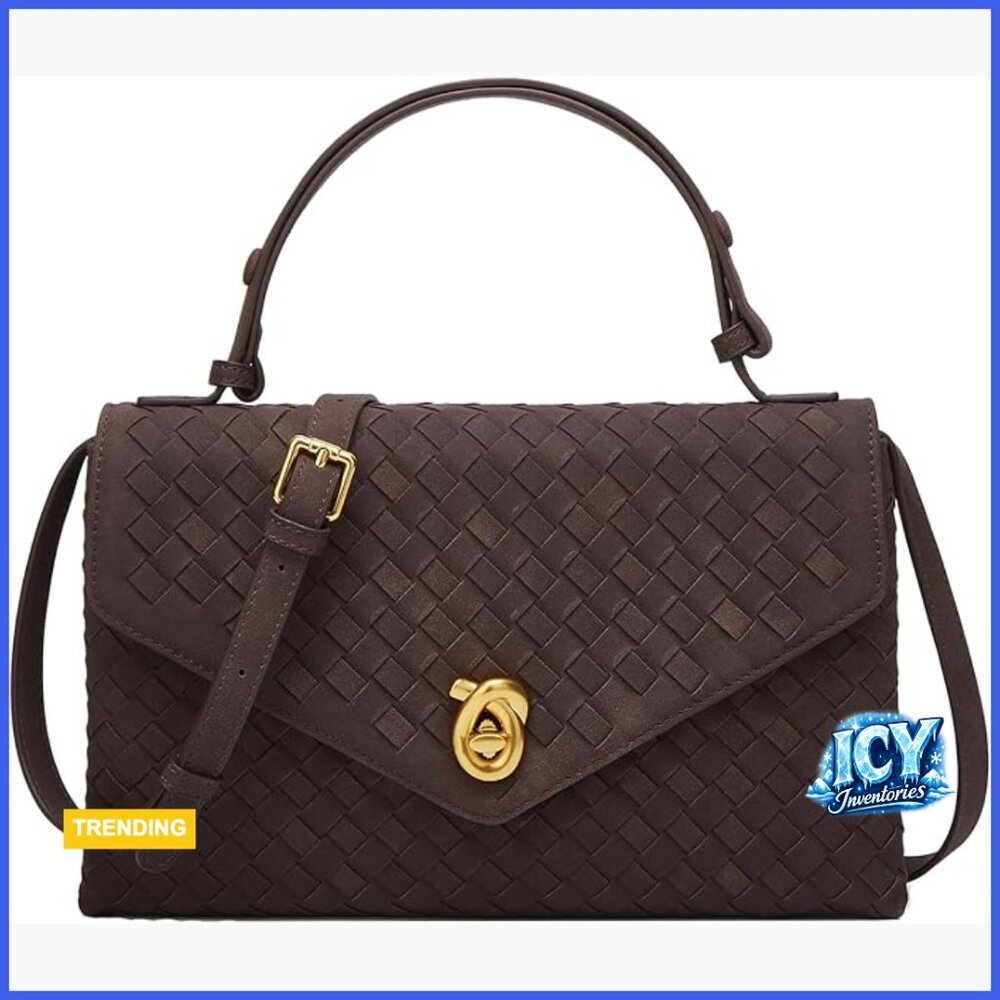 Faux Suede Woven Hobo Crossbody Bag Tote for Work Party
